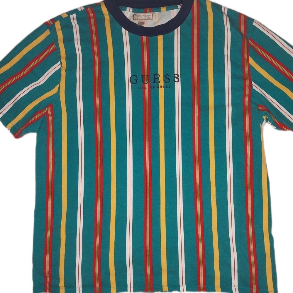 GUESS 90's VTG Spell Out Rare Mens Tee T-Shirt size Large EUC
